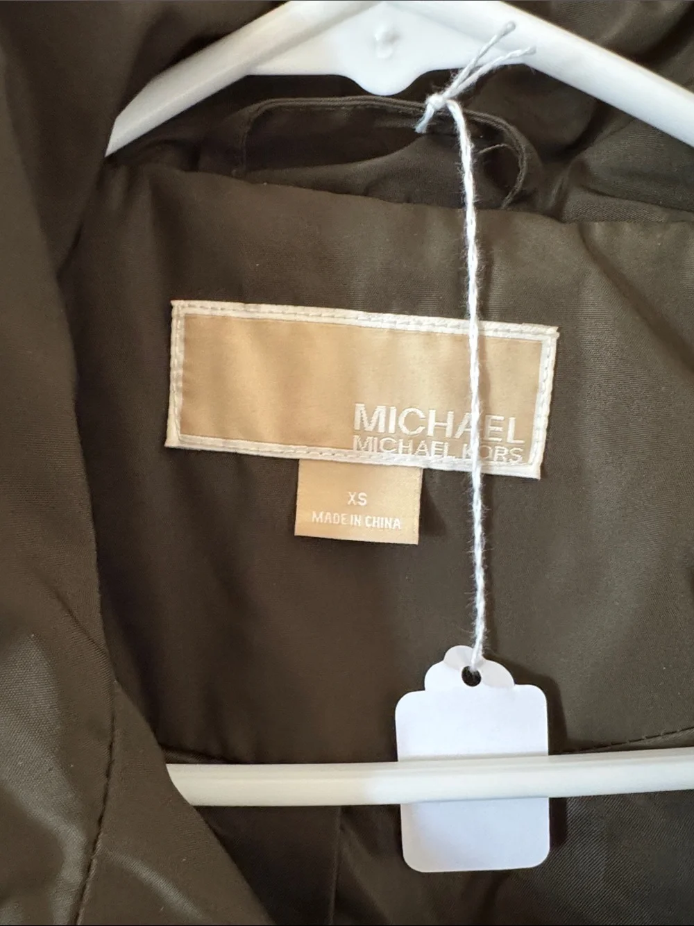 Michael Kors Olive Green Utility Rain Jacket with Hood